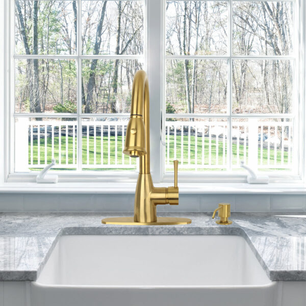 Built in Brushed Gold Soap Dispenser Refill from Top with 17 OZ Bottle - IK81002BTG - Image 2
