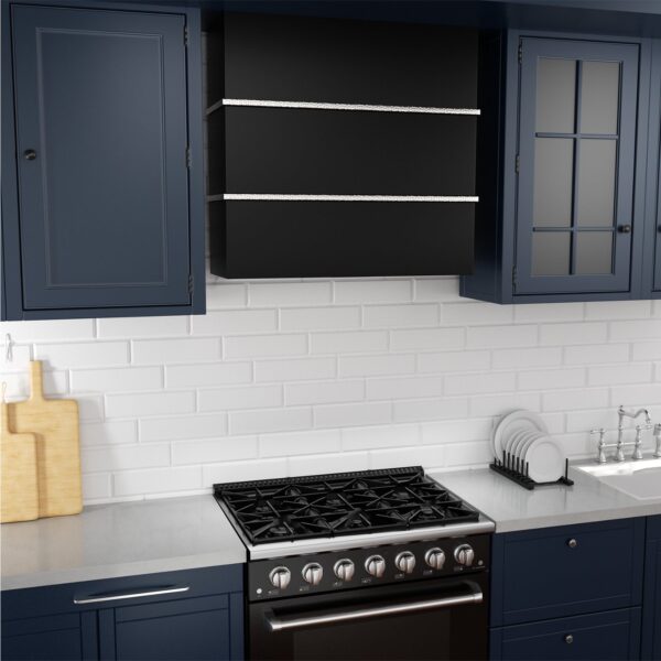 Icon Wall Mount Range Hood 30", Stainless Steel Square Kitchen Vent Hood & 3 Speed Fan with 600 CFM, Energy Saving LED Light, Middle Stacks - Image 2