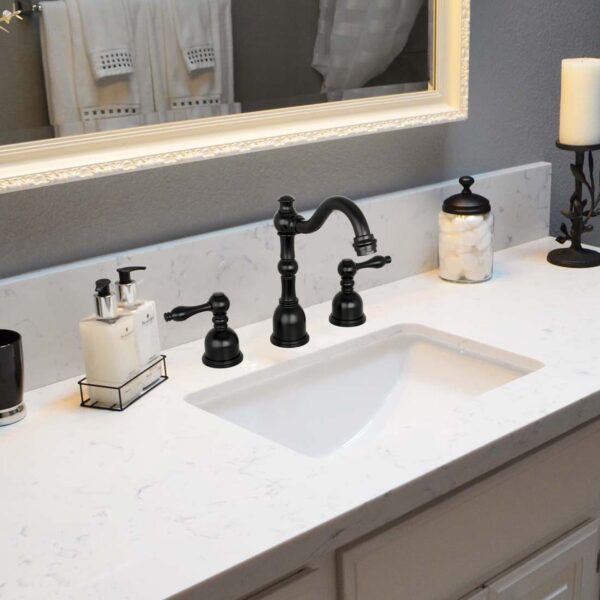 Two-Handle Matte Black Widespread Bathroom Sink Faucet - IK41518MB - Image 2