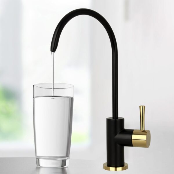 One-Handle Matte Black & Gold Drinking Water Filter Faucet Water Purifier Faucet - IK97703BLZG - Image 2