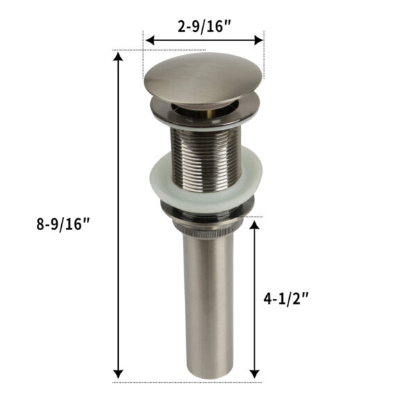 Brushed Nickel Push Button Bathroom Sink Drain Stopper Without Overflow-BSDS04 - Image 2