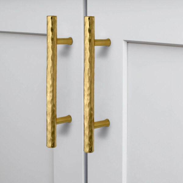 3 Inch Hole Center Hammered Polished Gold Kitchen Cabinet Handles 100% Solid Brass Drawer Pulls  CKDK18 - Image 2
