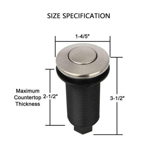 Brushed Nickel Garbage Disposal Air Switch with Air Hose- GDFS04 - Image 2