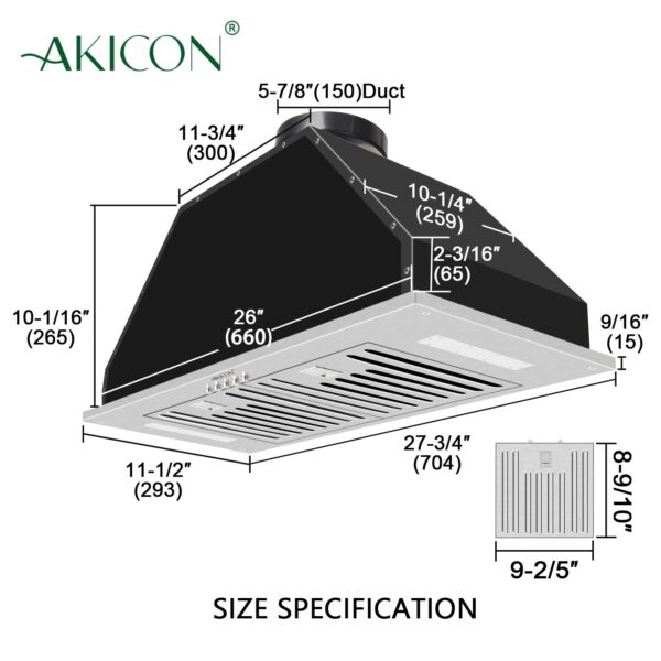 Range Hood Insert 30 Inch, 600 CFM Built-in Kitchen Hood with 3 Speeds, Ultra-Quiet Stainless Steel Ducted Vent Hood Insert with LED Lights and Dishwasher Safe Filters RHBI08