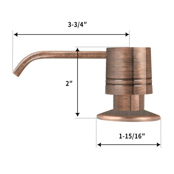 Built in Antique Copper Soap Dispenser Refill from Top with 17 OZ Bottle - IK81002AC - Image 2