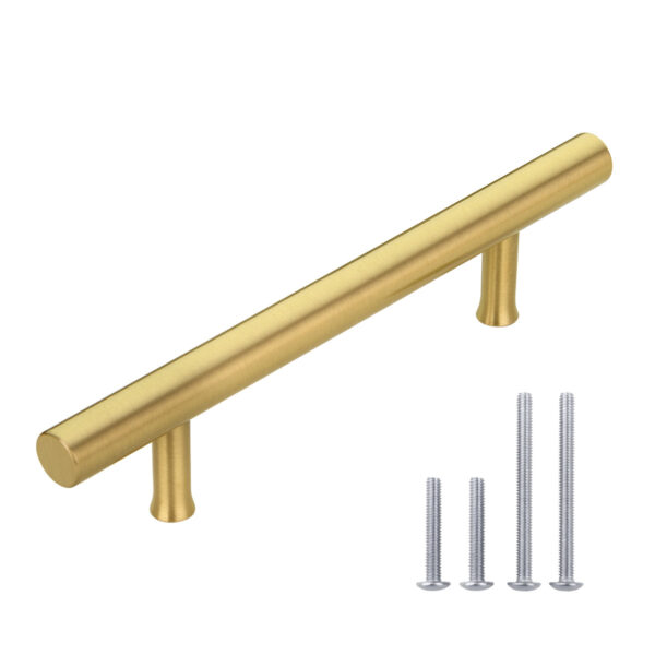3-3/4 Inch Hole Center Brushed Gold Kitchen Cabinet Handles 100% Solid Brass Drawer Pulls CKDK16