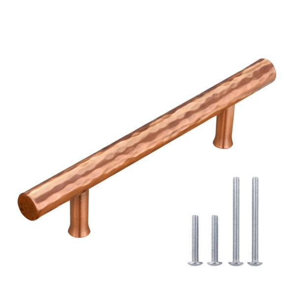 3 Inch Hole Center Hammered Copper Kitchen Cabinet Handles 100% Solid Brass Drawer Pulls CKDK12