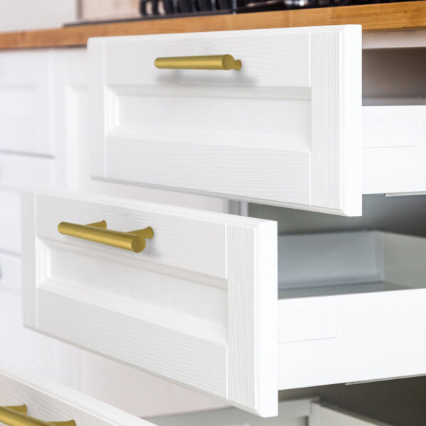 3 Inch Hole Center Brushed Gold Kitchen Cabinet Handles 100% Solid Brass Drawer Pulls CKDK14 - Image 2