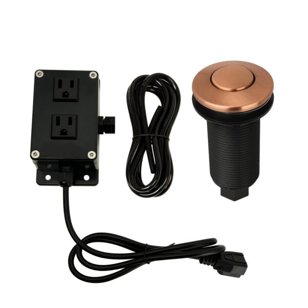 Single Outlet Copper Garbage Disposal Kitchen Air Switch Kit- GDFS13
