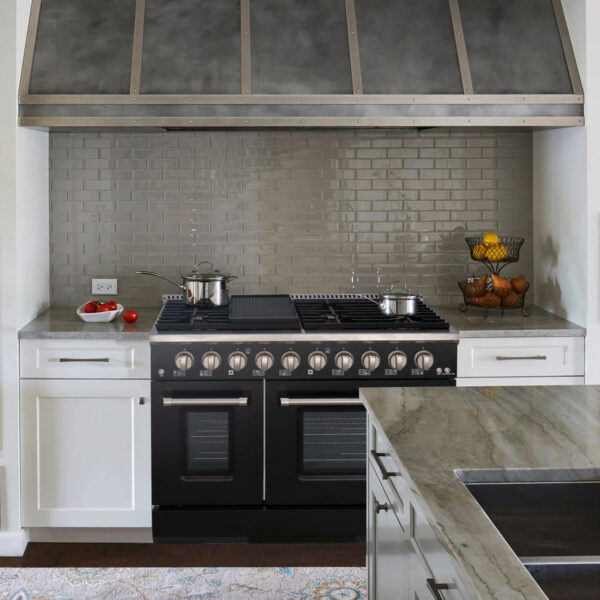48" Slide-in Freestanding Professional Style Gas Range with 6.7 Cu. Ft. Oven, 8 Burners, Convection Fan, Cast Iron Grates. Black & Stainless Steel - Image 2