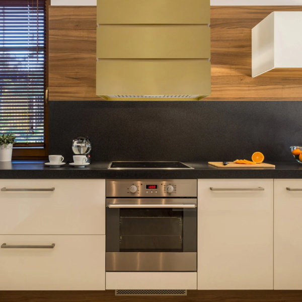 30" Stainless Steel Range Hood, 3 Stacks Modern Box Kitchen Hood with Powerful Vent Motor, Wall Mount, 30”W*30”H*14"D, Matte Gold- SRH32