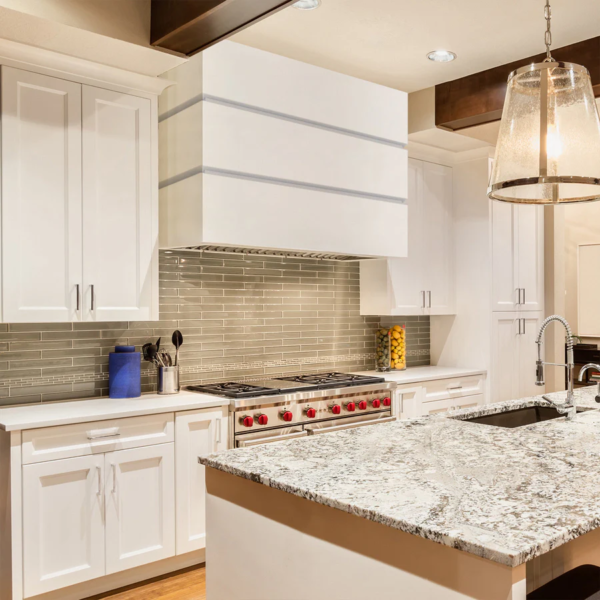 30" Stainless Steel Range Hood, 3 Stacks Modern Box Kitchen Hood with Powerful Vent Motor, Wall Mount, 30”W*30”H*14"D, Signal White- SRH33
