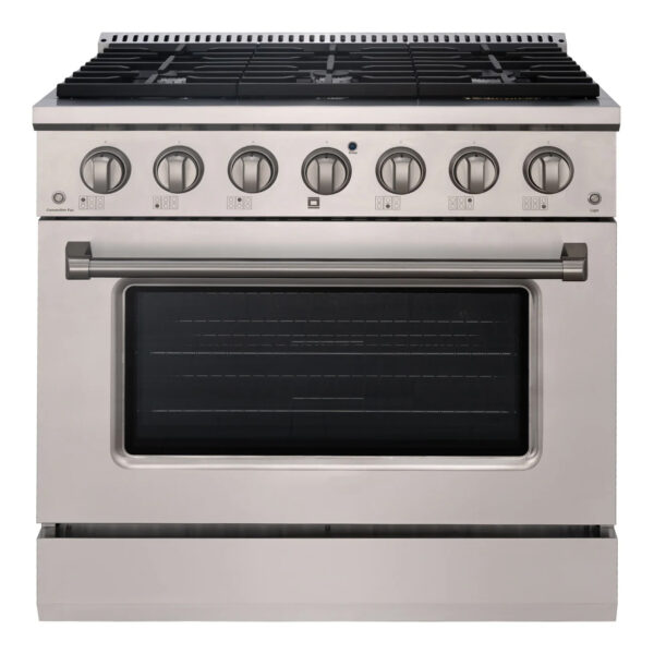 36" Slide-in Freestanding Professional Style Gas Range with 5.2 Cu. Ft. Oven, 6 Burners, Convection Fan, Cast Iron Grates. Stainless Steel