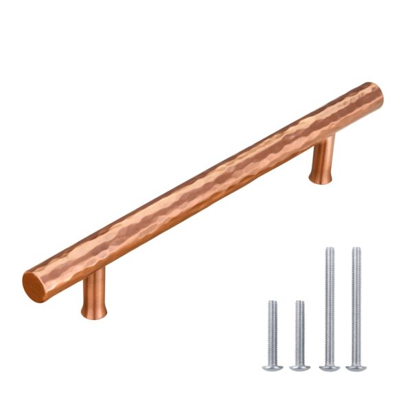 3-3/4 Inch Hole Center Hammered Copper Kitchen Cabinet Handles 100% Solid Brass Drawer Pulls CKDK13