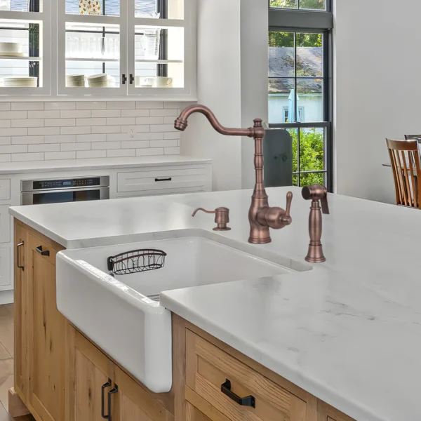 One-Handle Antique Bronze Widespread Kitchen Faucet with Side Sprayer - IK96918IB - Image 2