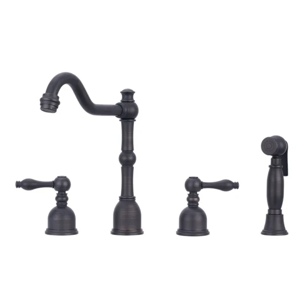 Two-Handles Oil Rubbed Bronze Widespread Kitchen Faucet with Side Sprayer - IK96818-ORB