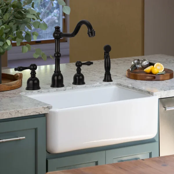 Two-Handles Matte Black Widespread Kitchen Faucet with Side Sprayer - IK96818-MB - Image 2