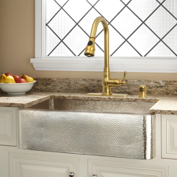 Pull Out Kitchen Faucet with Deck Plate, Single Level Solid Brass Kitchen Sink Faucets with Pull Down Sprayer-PDF44 - Image 2
