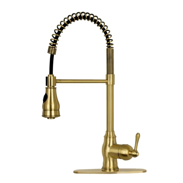 One-Handle Pre-Rinse Spring Brushed Gold Kitchen Faucet - PDF51