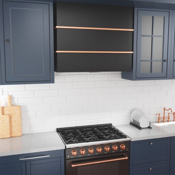 Icon Wall Mount Range Hood 36", Stainless Steel Square Kitchen Vent Hood & 3 Speed Fan with 600 CFM, Energy Saving LED Light, Middle Stacks - Image 2