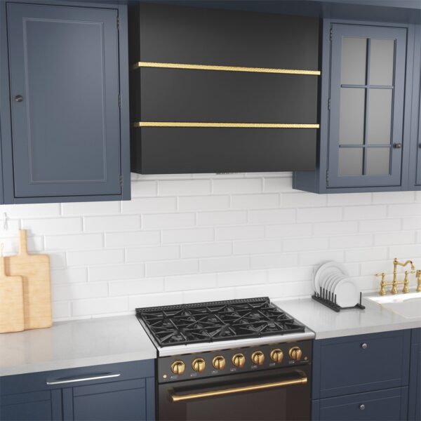Icon Wall Mount Range Hood 36", Stainless Steel Square Kitchen Vent Hood & 3 Speed Fan with 600 CFM, Energy Saving LED Light, Middle Stacks - Image 2