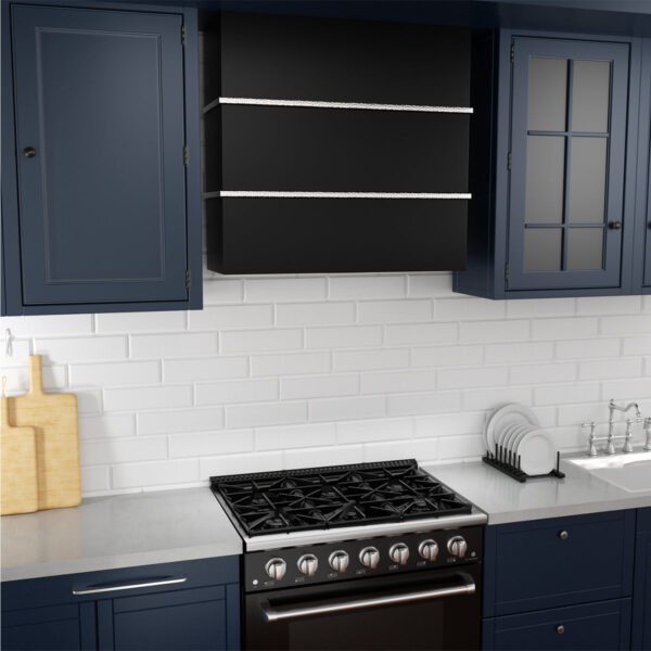 30" Stainless Steel Range Hood, Modern Box Kitchen Hood with Powerful Vent Motor, Wall Mount, Brushed Stainless MBKH24 - Image 2