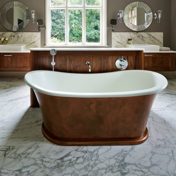 Icon Copper Double-Slipper Roll-Top Bathtub w/Pedestal AKB70006-C