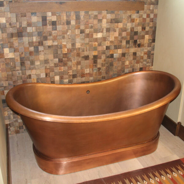 Icon Copper Double-Slipper Roll-Top Bathtub w/Pedestal AKB70008-C