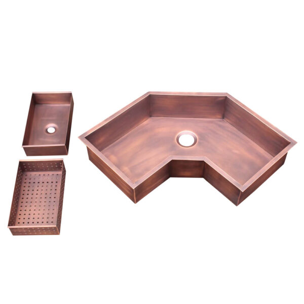 Icon Custom Copper Corner Kitchen Sink - AKS701-C - 图片 2