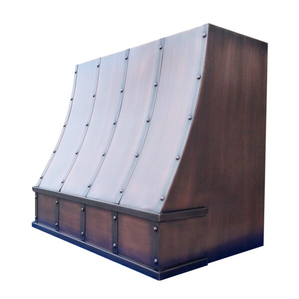 Industrial - style Range Hood with a Wooden - finish and Wavy Panels
