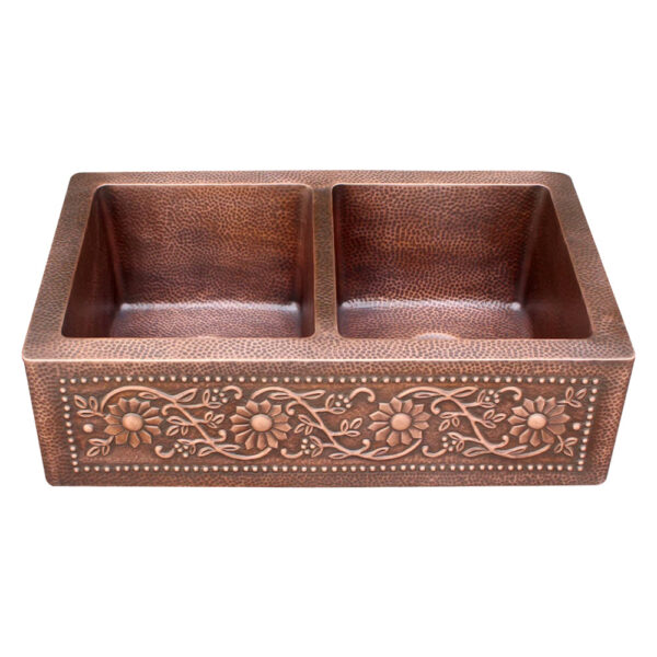 Icon Double Bowl Farmhouse Apron Copper Kichen Sink - 图片 2