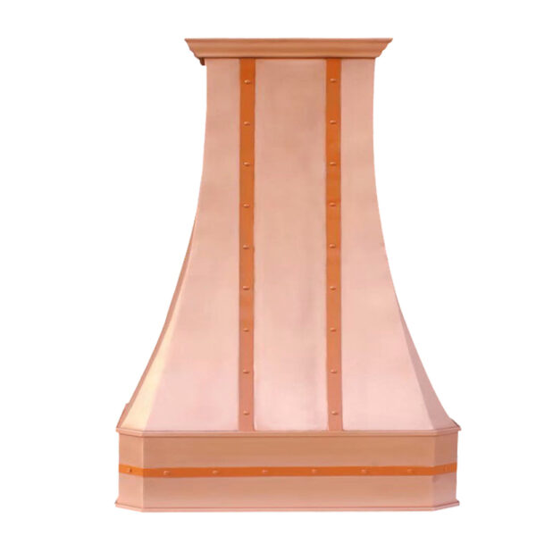 Artistic Wooden - toned Range Hood with Striped Design