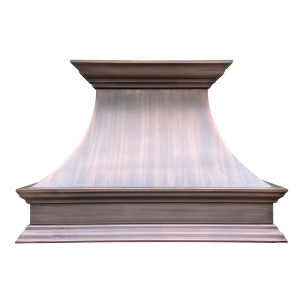 Elegant copper - toned range hood with a sleek design