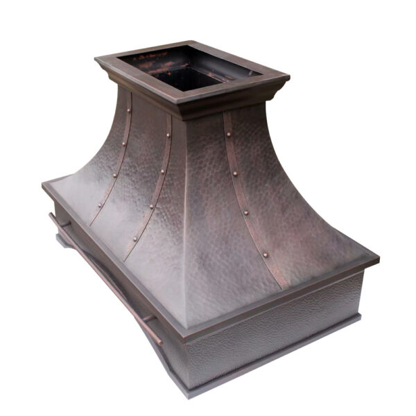 Ornate Range Hood with Decorative Patterns and Curved Panels