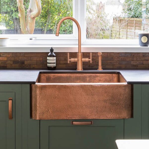 Icon Single Bowl Farmhouse Apron Copper Kitchen Sink - AKS501-C