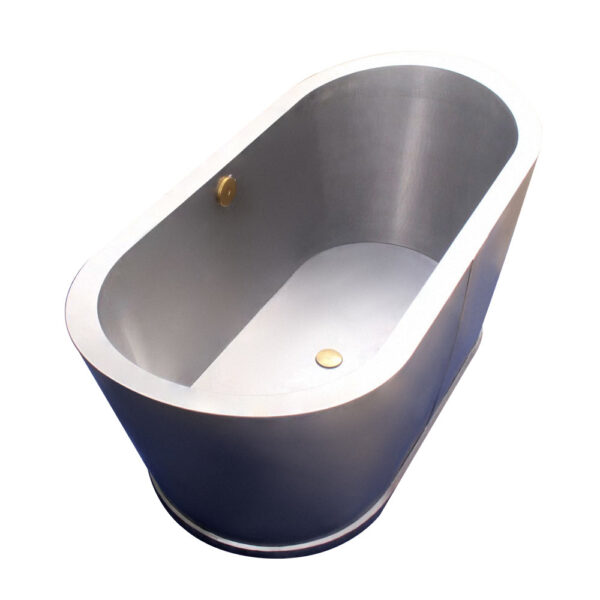 Icon Stainless Steel Double-Slipper Roll-Top Bathtub w/Pedestal - AKB30001-S