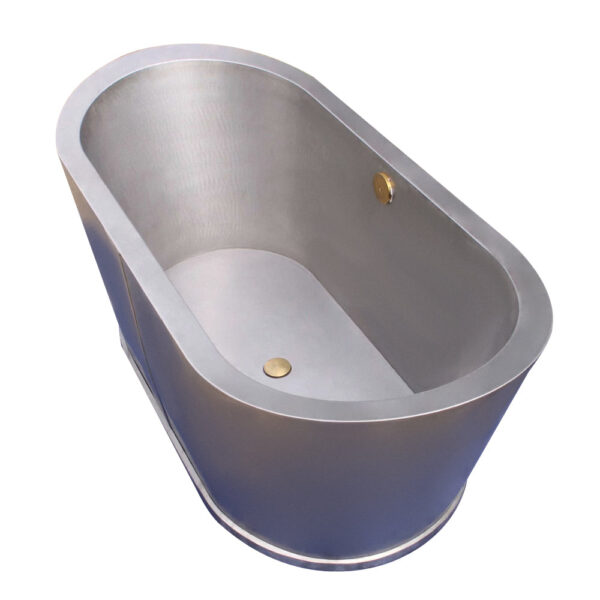 Icon Stainless Steel Double-Slipper Roll-Top Bathtub w/Pedestal - AKB30001-S - 图片 2