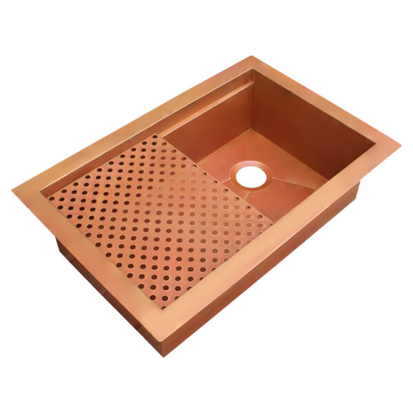 Icon Workstation Undermount Copper Kitchen Sink - AKS504-C - 图片 2