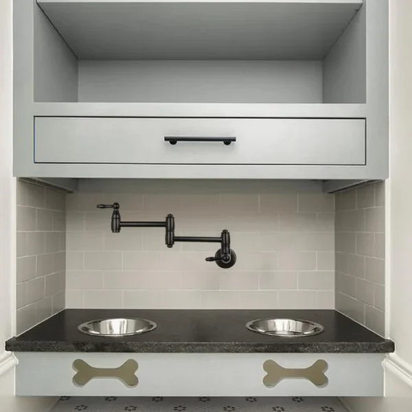 Brass Swing Arm Pot Filler-Lead-Free Wall Mounted Water Faucet Built over Dog Food Bowls Folding Pot Filler for Water Refilling to Pet Feeding Station- PF27 - Image 2