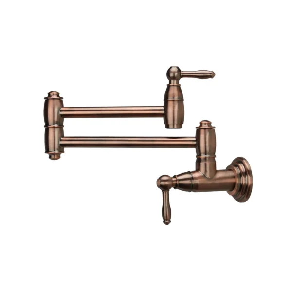 Brass Swing Arm Pot Filler-Lead-Free Wall Mounted Water Faucet Built over Dog Food Bowls Folding Pot Filler for Water Refilling to Pet Feeding Station- PF28