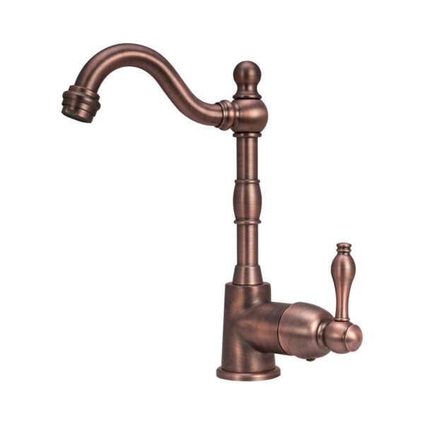Copper One-Handle Widespread Kitchen Bar Sink Faucet, Solid Brass Prep Sink Faucet - Antique Bronze