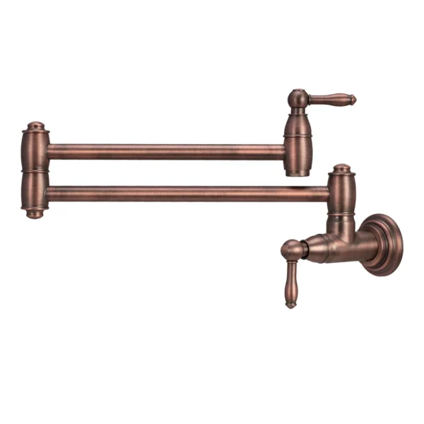 Copper Pot Filler Kitchen Faucet, Solid Brass Wall-Mounted Faucet - Antique Bronze - PF05