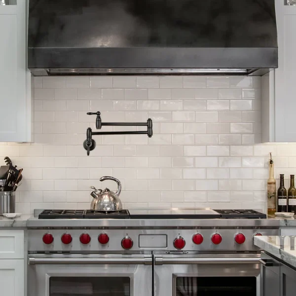 Matte Black Pot Filler Kitchen Faucet Wall-Mounted - PF15 - Image 2