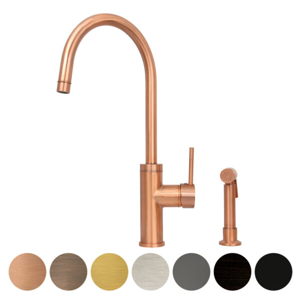 One-Handle Copper Widespread Kitchen Faucet with Side Sprayer-IK96966C