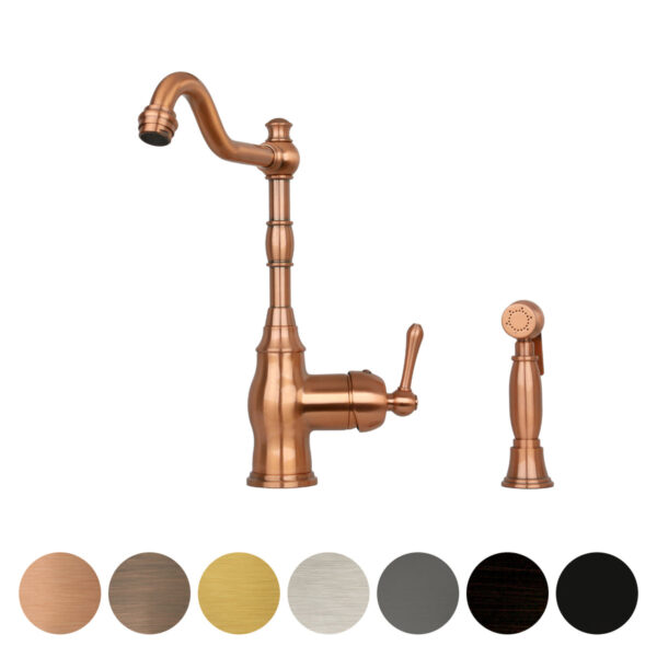One-Handle Copper Widespread Kitchen Faucet with Side Sprayer - IK96918C