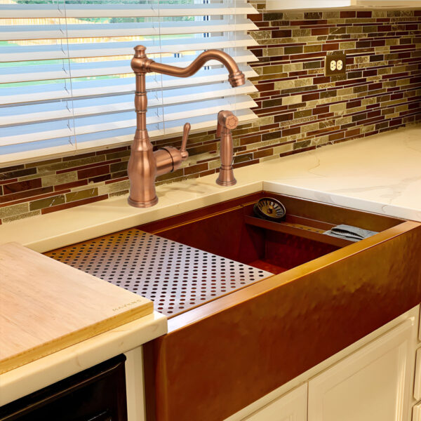 One-Handle Copper Widespread Kitchen Faucet with Side Sprayer - IK96918C - Image 2