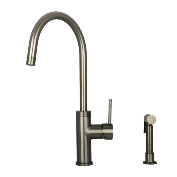 One-Handle Gun Black Widespread Kitchen Faucet with Side Sprayer-IK96966-BGB