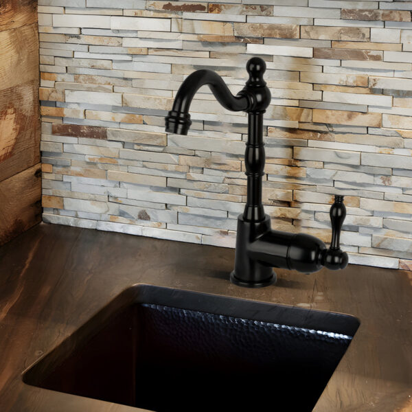 One-Handle Matte Black Widespread Kitchen Bar Faucet - IK96118P1-MB - Image 2