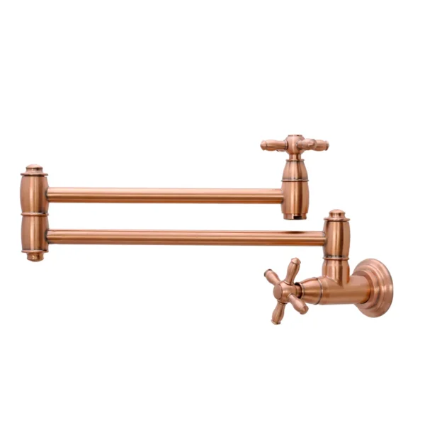 Pot Filler Faucet - Solid Brass Wall Mount Kitchen Faucets with Double Stretchable Joint Swing Arms, Kitchen Folding Faucet over Stove, Copper Stove Kitchen Faucet - PF29