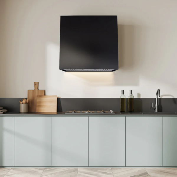 36" Stainless Steel Range Hood, Modern Box Kitchen Hood with Powerful Vent Motor, Wall Mount, 36”W*30”H*14"D, Jet Black - SRH25